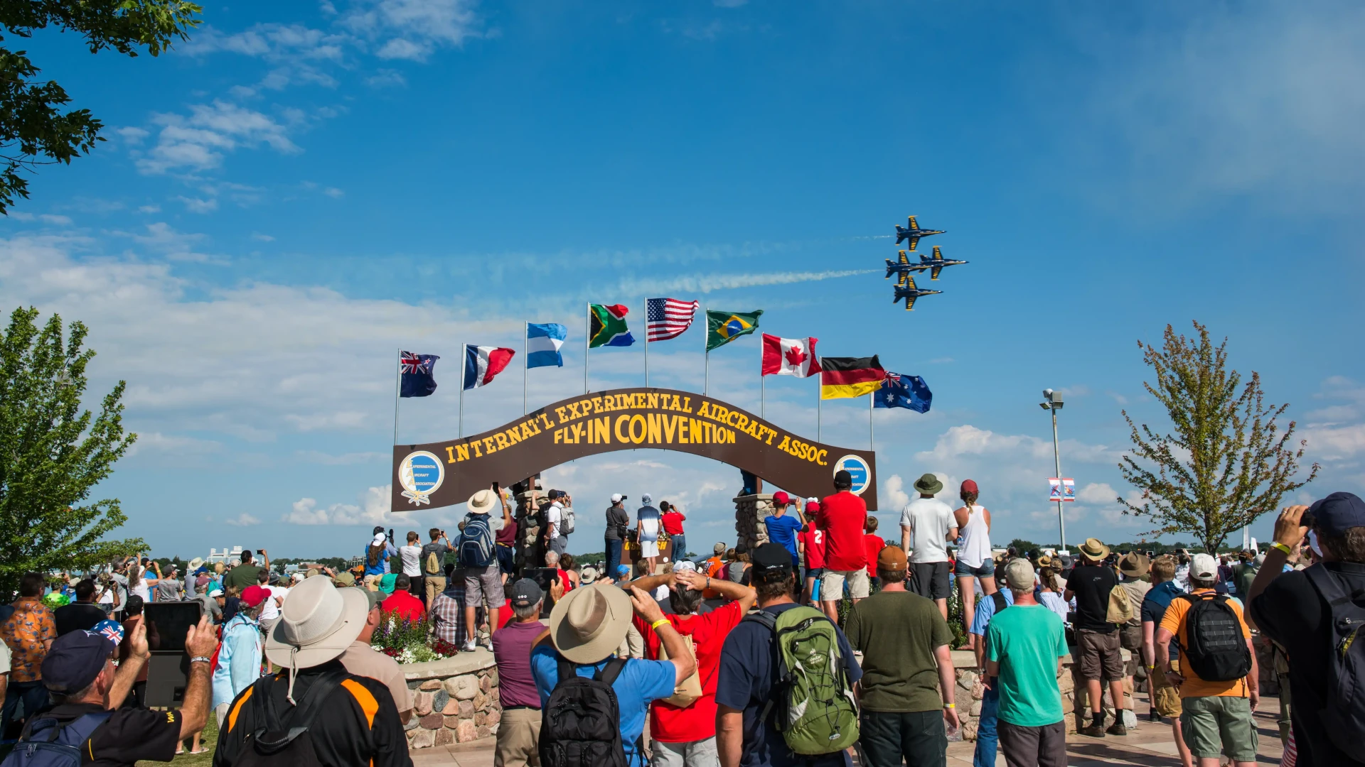 EAA Brown Arch with Blue Angels Flying